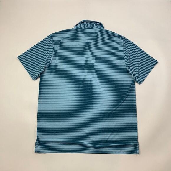 Brooks Brothers Polo Shirt Mens XL Water Blue Grey Striped Moisture Wicking Golf - Picture 3 of 8